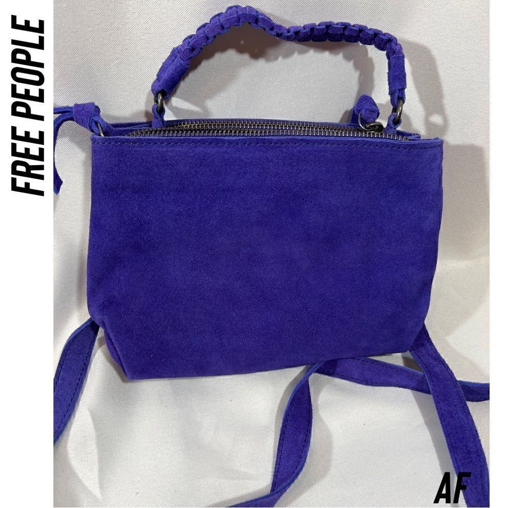 FREE PEOPLE CODY SUEDE CROSSBODY TOTE REGENCY PURPLE NEW - Picture 3 of 6
